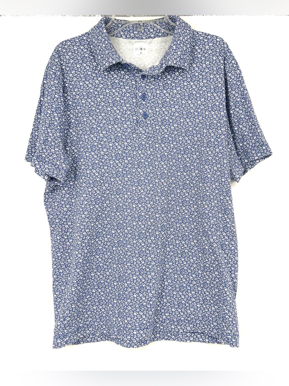 J Crew Performance Polo Shirt Short Sleeve Blue Floral